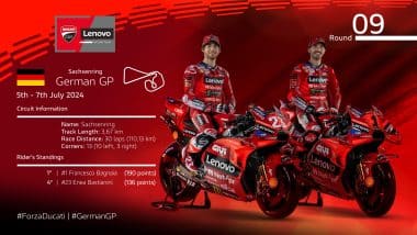 The Ducati Lenovo Team is ready for the last round before the summer break at Sachsenring, Germany
